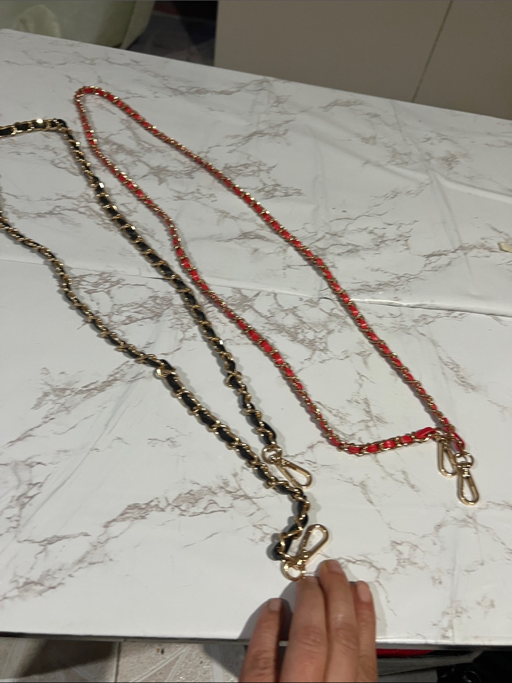 Nine West Gold Chain Straps with Red and Black Accents